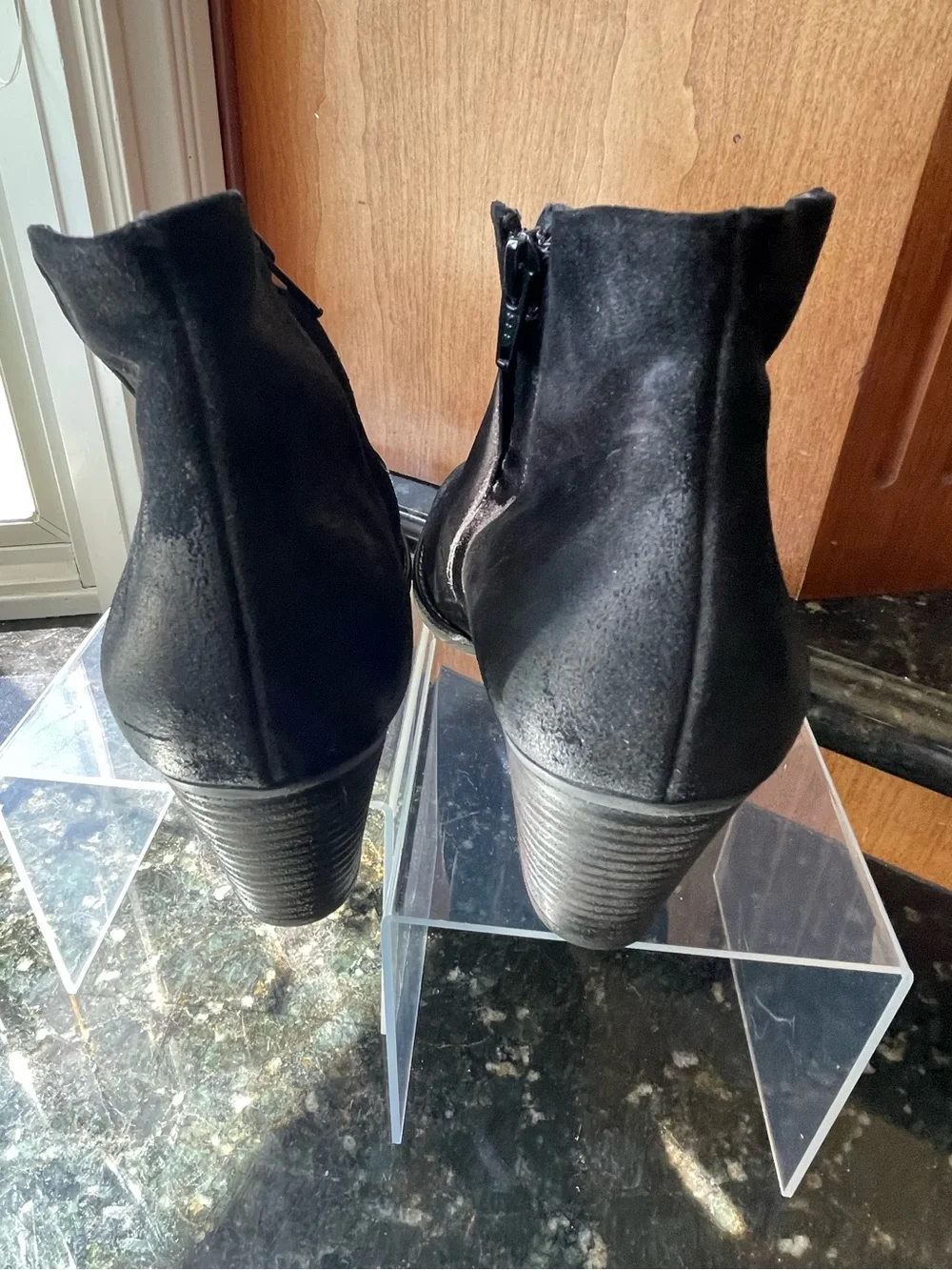 Paul Green Black Suede Ankle Booties with Side Zip
